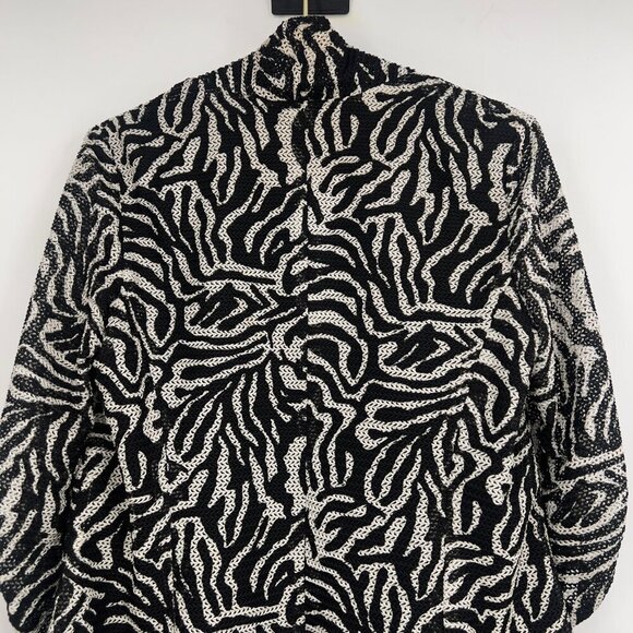 Alberto Makali Black & White Textured Zebra Print Open Front Blazer Jacket - L - Picture 5 of 10